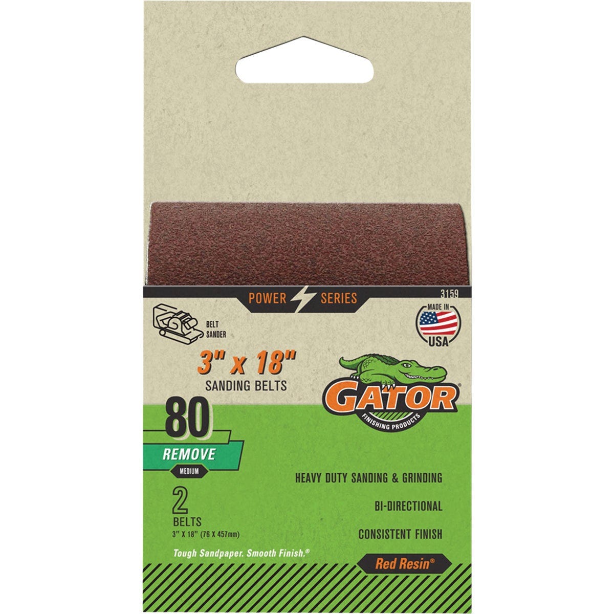 Gator 3 In. x 18 In. 120-Grit Aluminum Oxide Sanding Belt (2-Pack)
