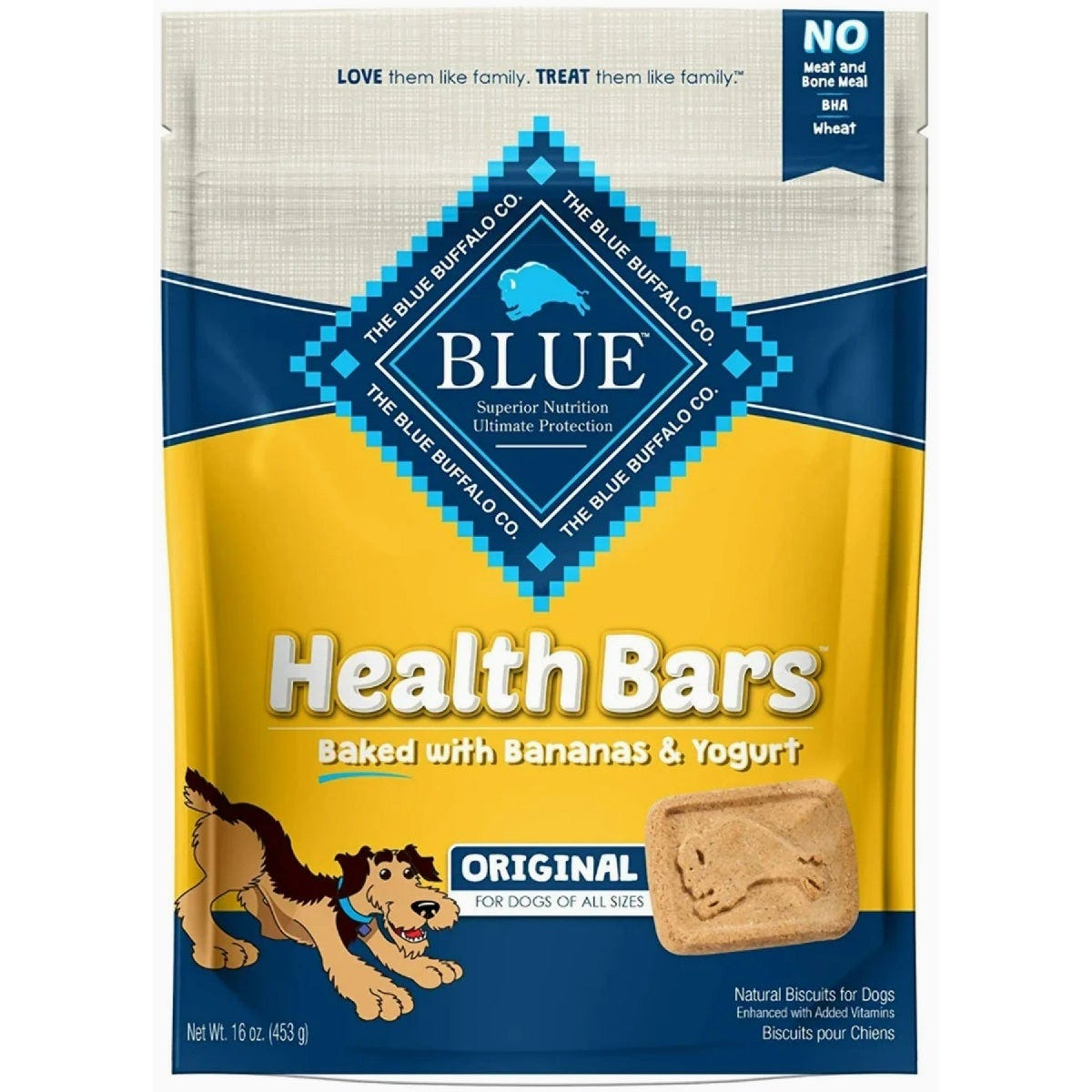 Blue Buffalo Health Bars Natural Crunchy Banana & Yogurt Dog Treat, 16-oz