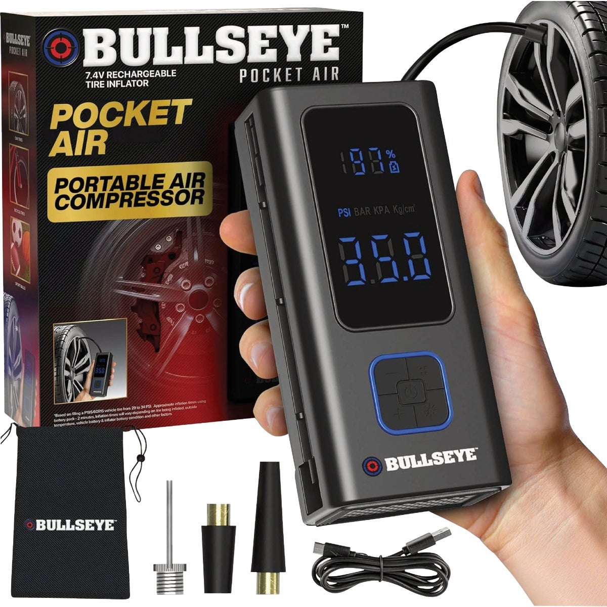 Bullseye 7.4V Pocket Air Rechargeable Tire Inflator | Do it Best