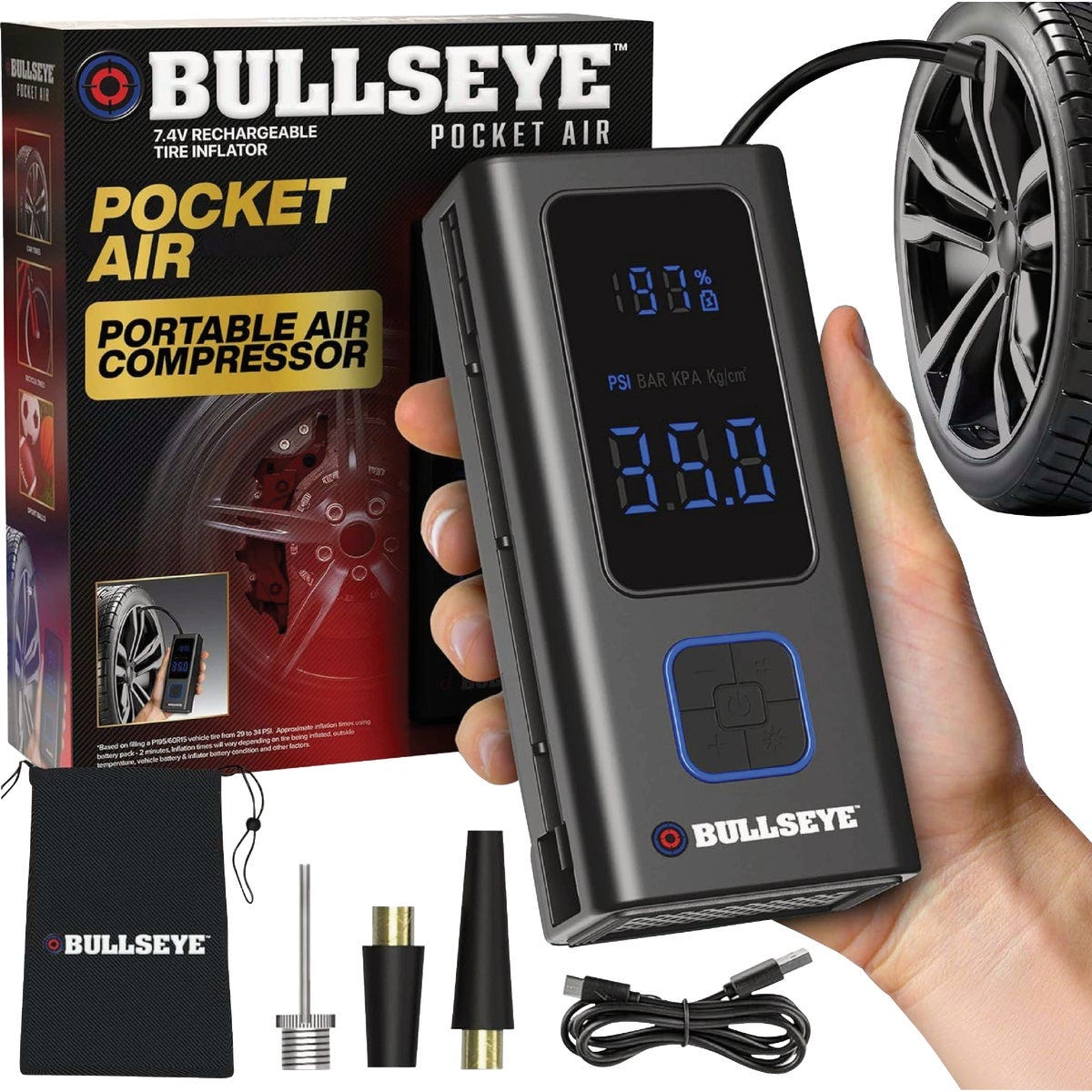 Bullseye 7.4V Pocket Air Rechargeable Tire Inflator | Do it Best