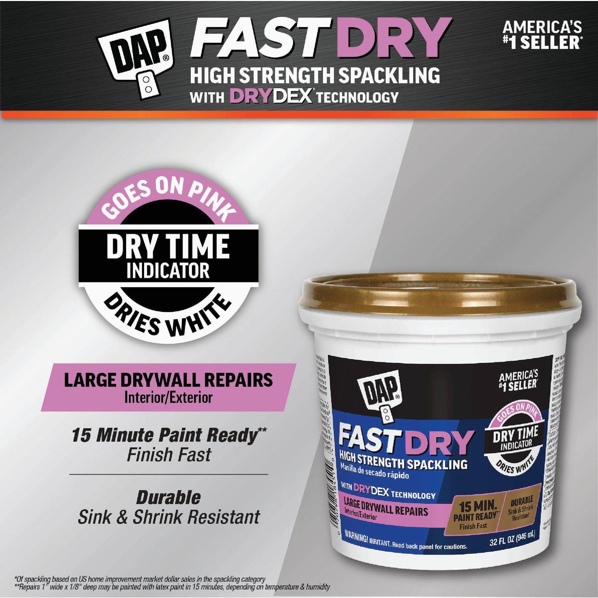DAP Fast Dry 32 Oz. High Strength Spackling with DryDex Technology - photo 2