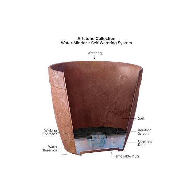 Novelty 10 In. Round Rust Plastic ArtStone Dolce Water-Minder Planter - photo 3