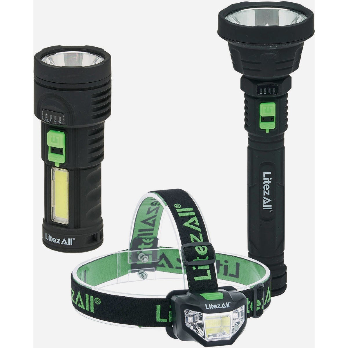 LitezAll Rechargeable Flashlight and Headlamp Combo Pack