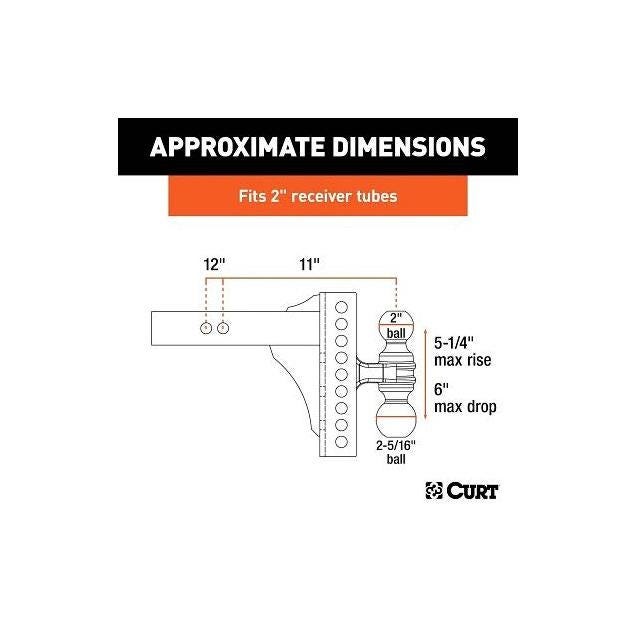Curt 14000 Lb. 6 In. Drop 2 In. Shank Adjustable Channel Mount with Dual Ball - photo 2 Curt 14000 Lb. 6 In. Drop 2 In. Shank Adjustable Channel Mount with Dual Ball - photo 2