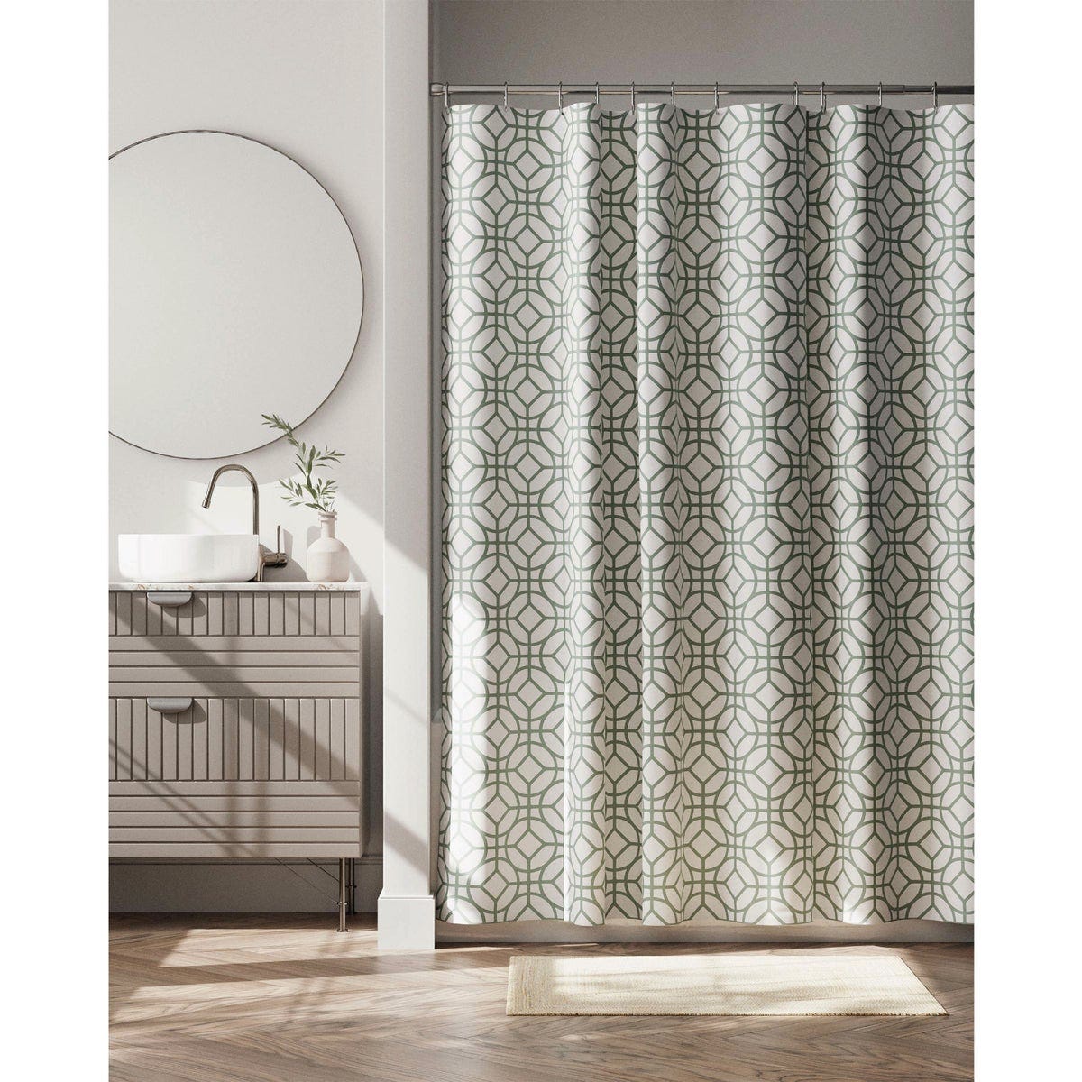 Zenna Home 70 In. x 72 In. Quinn Geometric Sage Green Decorative Fabric Shower Curtain - photo 3 Zenna Home 70 In. x 72 In. Quinn Geometric Sage Green Decorative Fabric Shower Curtain - photo 3