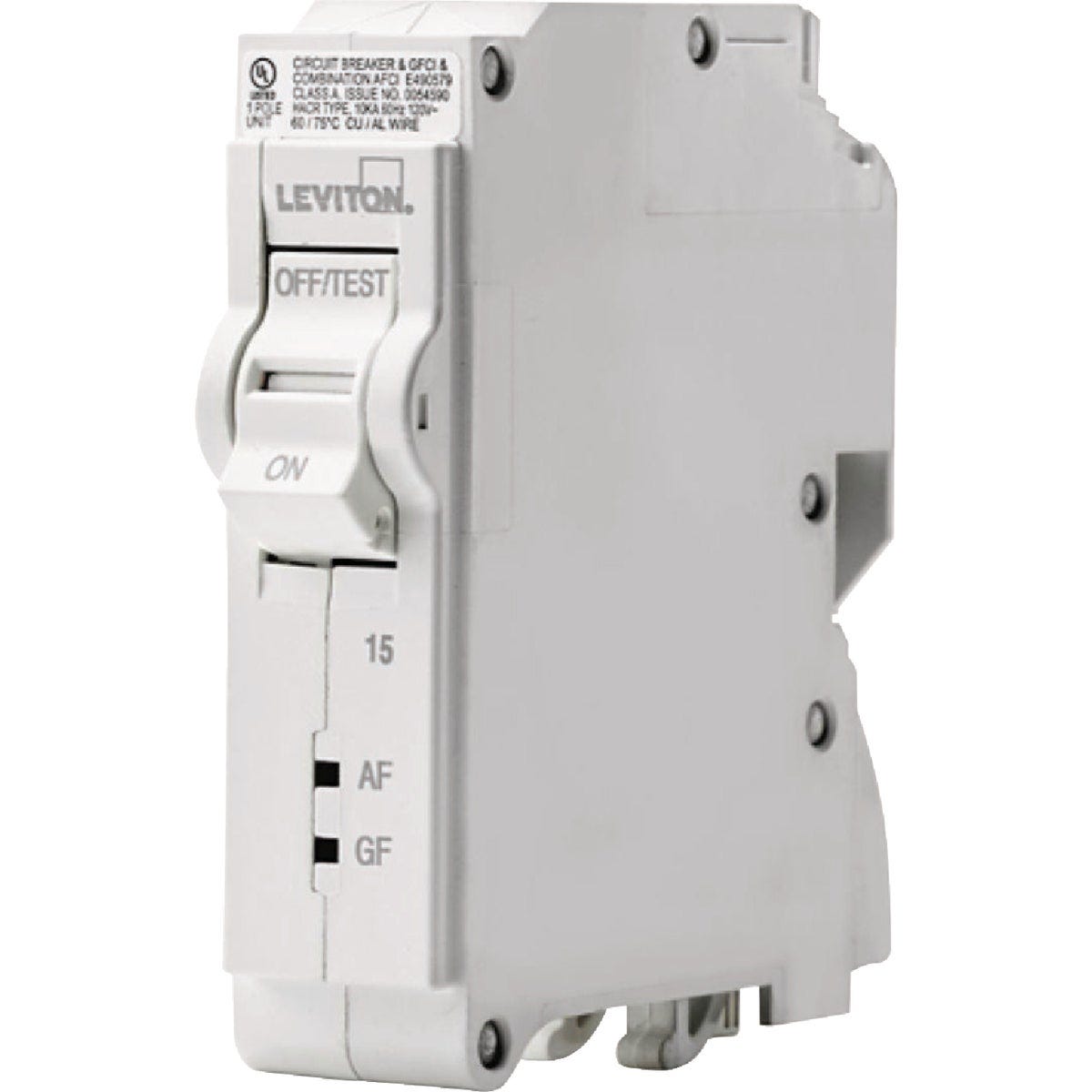 Leviton 15A 1-Pole Hydraulic Magnetic Trip Plug-On AFCI/GFCI White Branch Circuit Breaker Leviton 15A 1-Pole Hydraulic Magnetic Trip Plug-On AFCI/GFCI White Branch Circuit Breaker