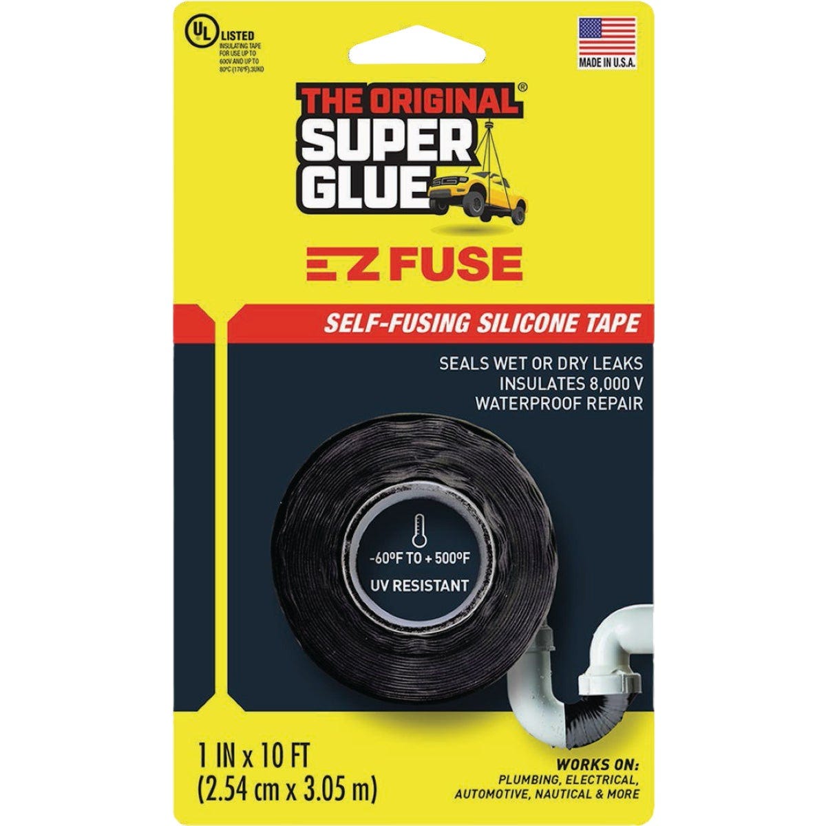 Super Glue 1 In. x 10 Ft. E-Z Fuse Silicone Tape, Black Super Glue 1 In. x 10 Ft. E-Z Fuse Silicone Tape, Black