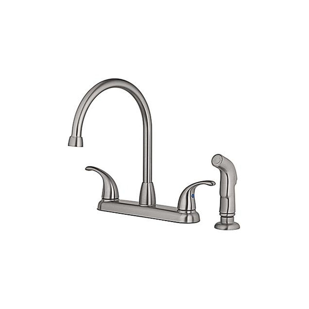 HomePointe 2-Lever Handle Brushed Nickel Finish High Arc Kitchen Faucet with Side Spray