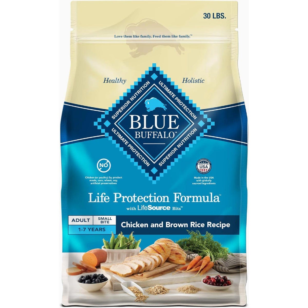 Blue Buffalo Life Protection Formula Chicken & Brown Rice Small Bite 30 Lb.. Adult Dry Dog Food