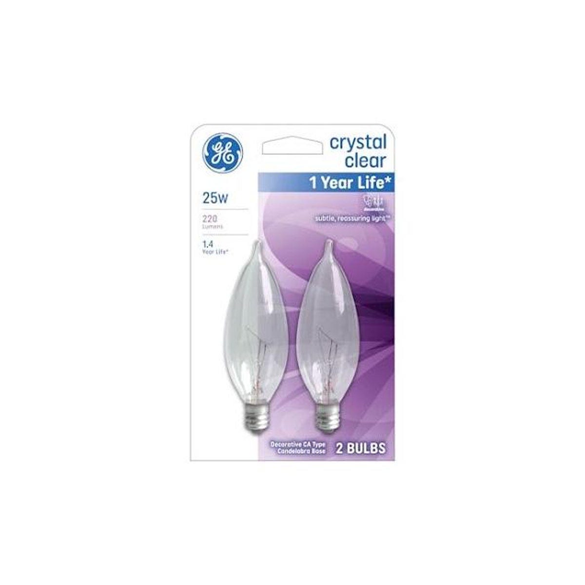 GE 25W Clear Bent Tip Candelabra Light Bulb (2-Pack) GE 25W Clear Bent Tip Candelabra Light Bulb (2-Pack)