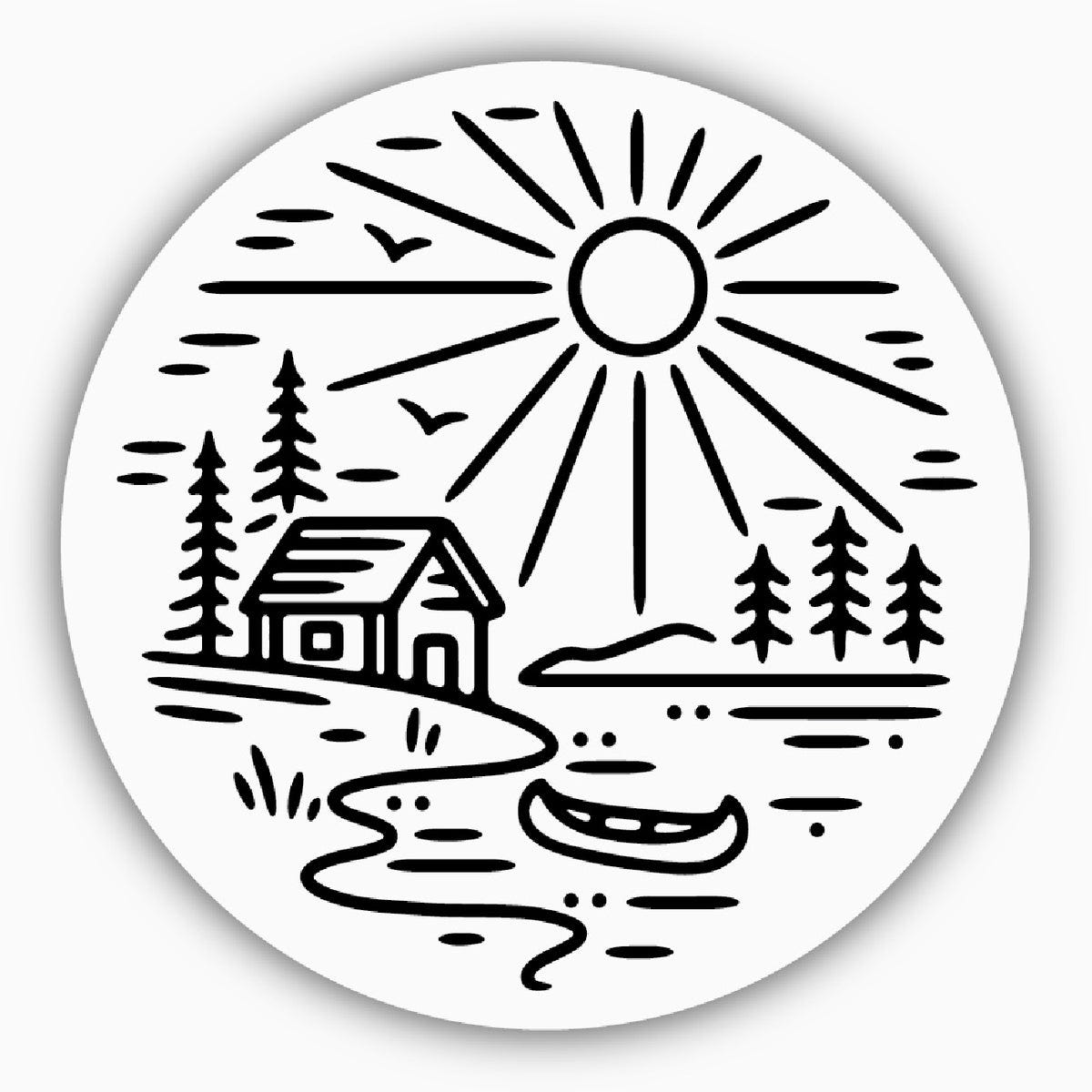 Stickers Northwest Canoe Cabin Lake Large Sticker Stickers Northwest Canoe Cabin Lake Large Sticker