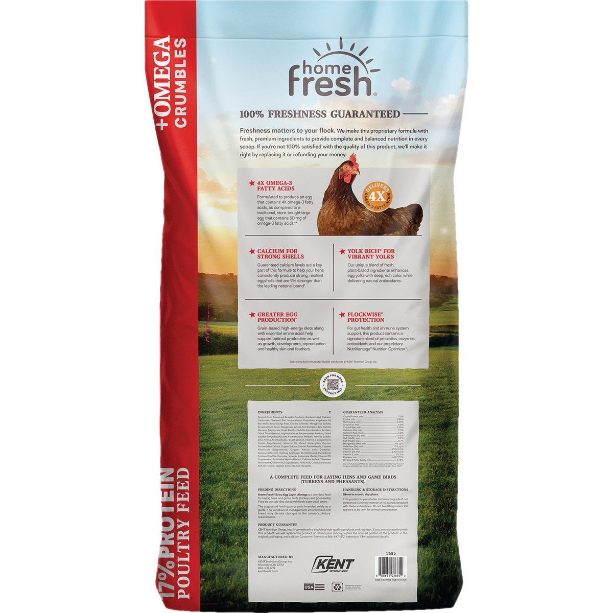 Kent Home Fresh Extra Egg Layer + Omega 50 Lb. Crumble Feed - photo 2