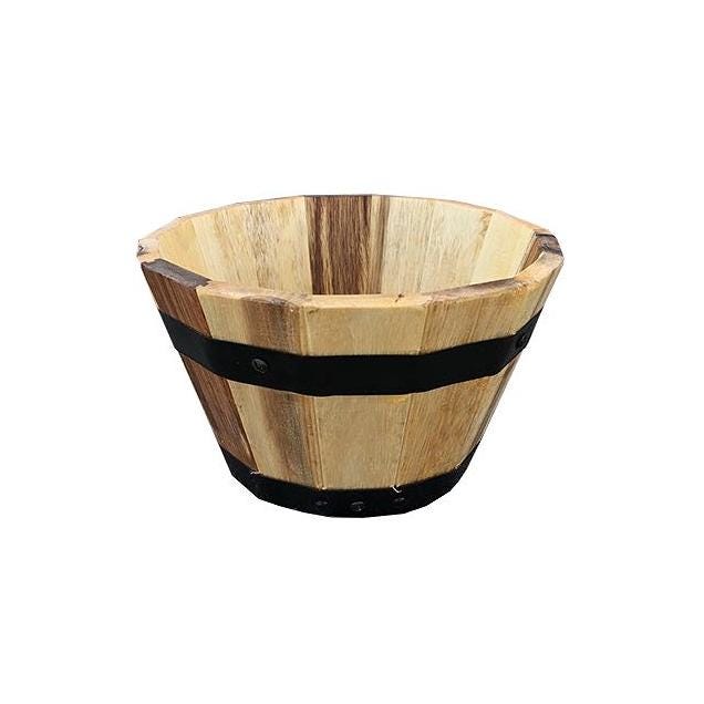 Avera Products 10 In. x 6 In. Wood Barrel Wood Planter Avera Products 10 In. x 6 In. Wood Barrel Wood Planter