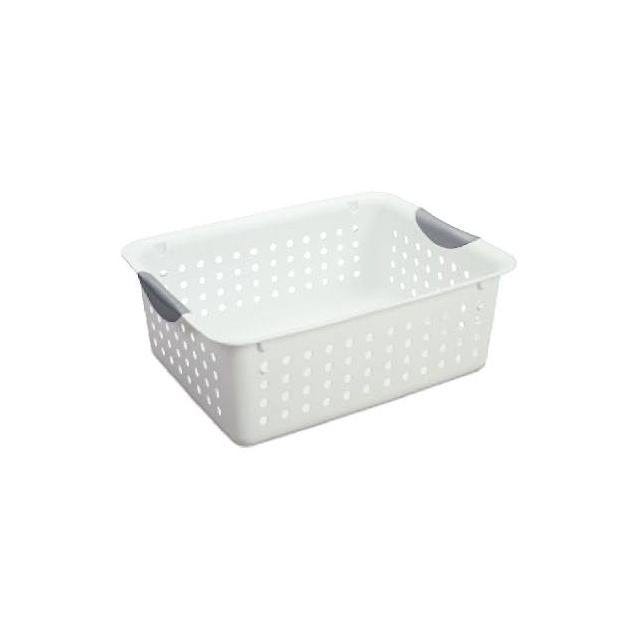 Sterilite Medium White Ultra Basket with Gray Inserts in Handles