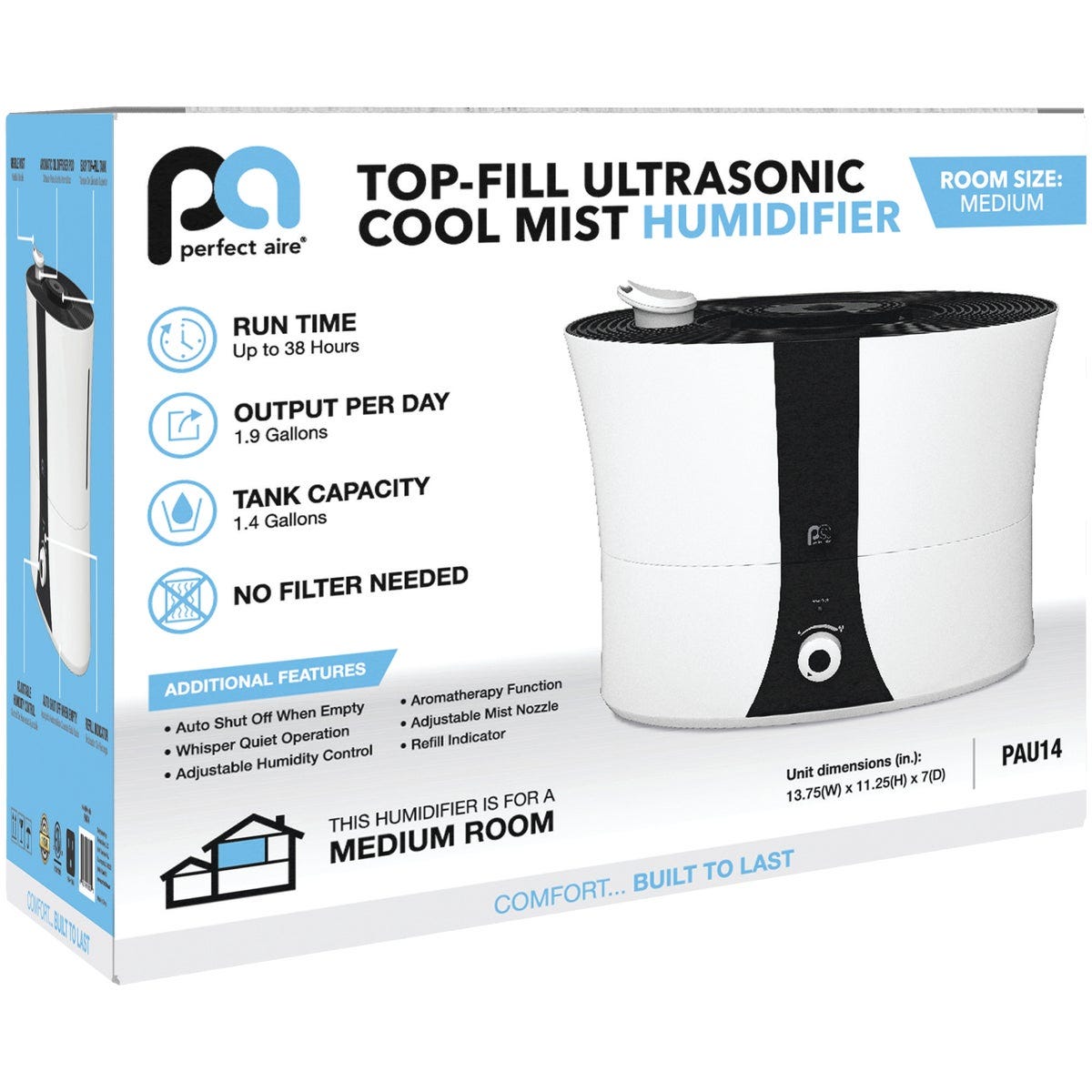 Perfect Aire 1.4 Gal. Capacity 193 Sq. Ft. Medium Size Room Ultrasonic Cool Mist Humidifier - photo 2