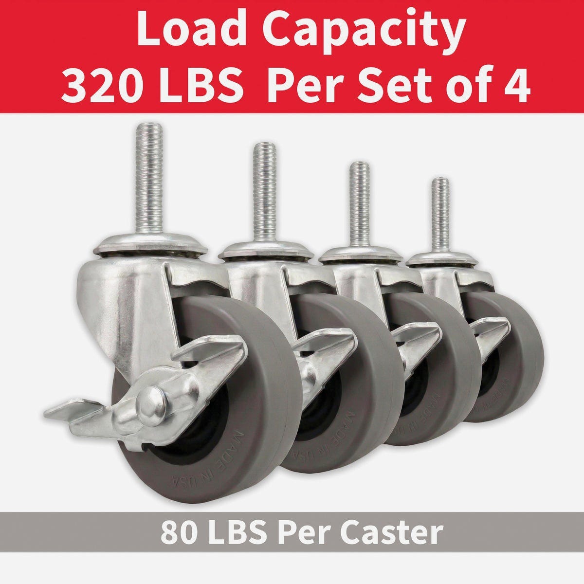 Colson 2 In. Gray TPR Swivel Threaded Stem Caster with Locking Brake - photo 6