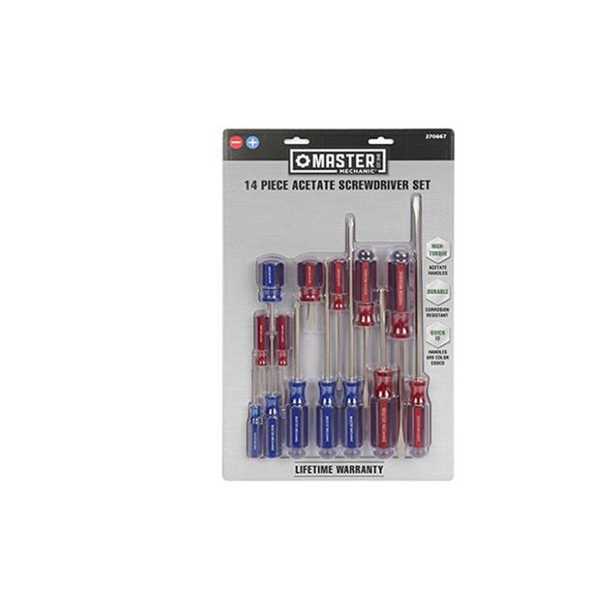 Master Mechanic Acetate Screwdriver Set (14-Piece)
