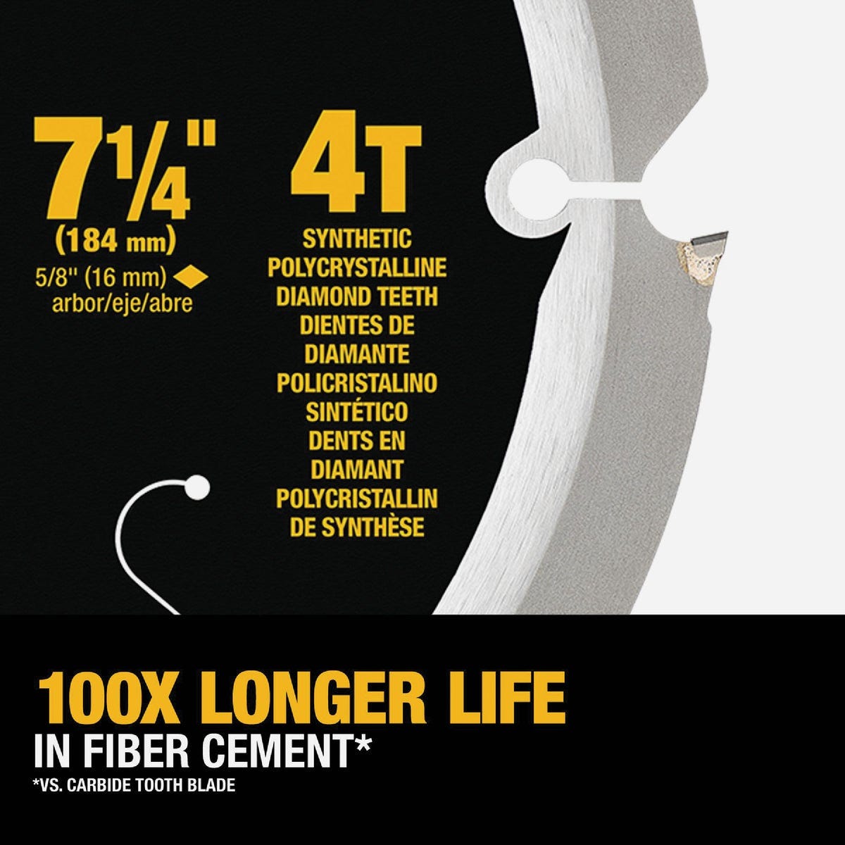 DEWALT 7-1/4 In. 4-Tooth PCD Fiber Cement Circular Saw Blade - photo 6 DEWALT 7-1/4 In. 4-Tooth PCD Fiber Cement Circular Saw Blade - photo 6