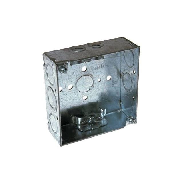 Raco 4 In. x 4 In. Square Box, 1-1/2 In. Deep with Non-Metallic Clamps