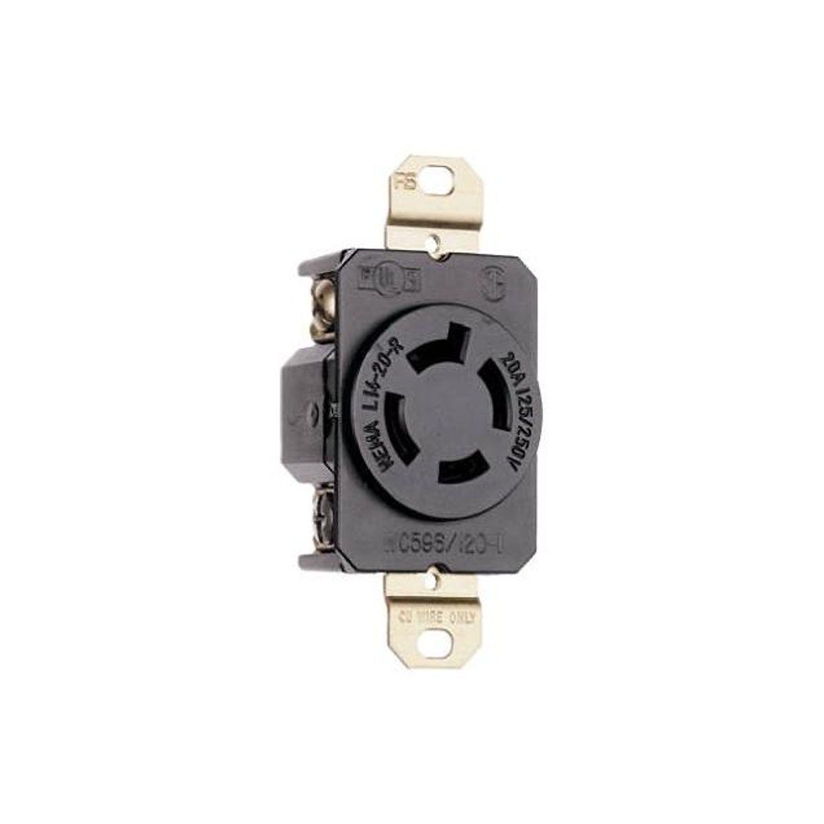 Legrand Pass & Seymour 125/250V Black Locking Outlet