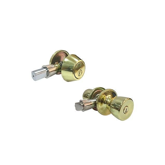 TruGuard Polished Brass Combination Mobile Home Lockset