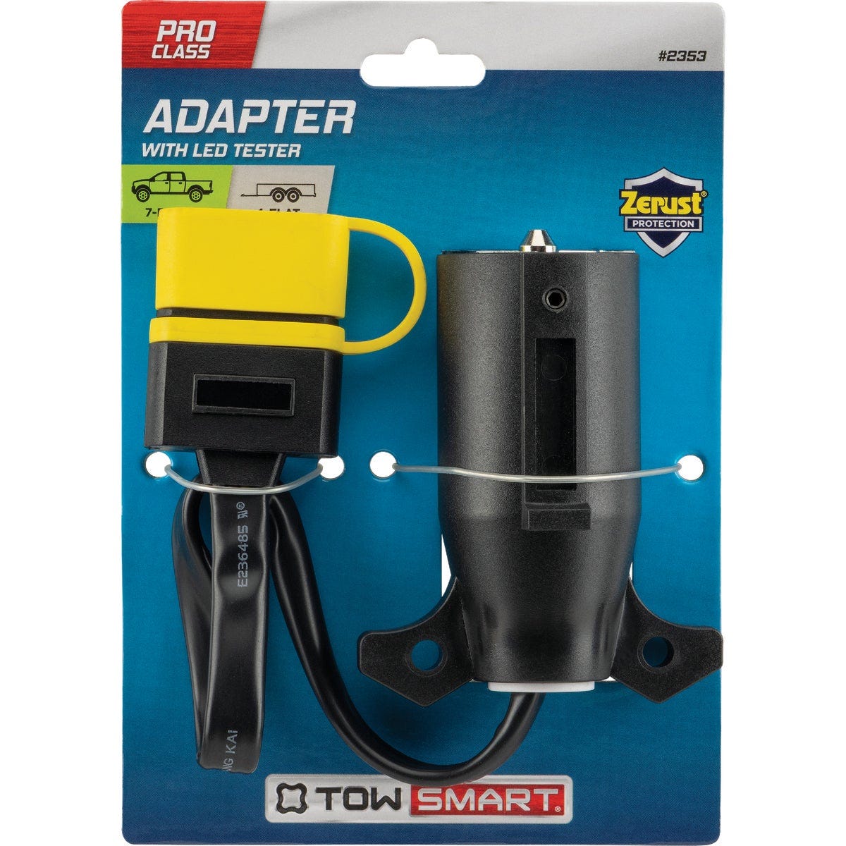 TowSmart ProClass 7-Blade to 4-Flat Plug-In Adapter with LED Tester