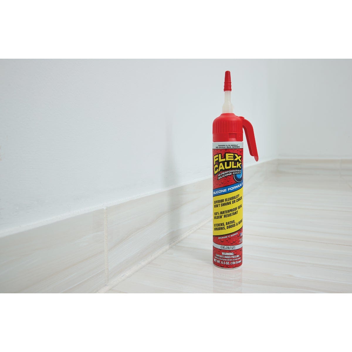Flex Caulk 6.5 Oz. Clear Silicone Caulk Cartridge With Adjustable Nozzle - photo 3 Flex Caulk 6.5 Oz. Clear Silicone Caulk Cartridge With Adjustable Nozzle - photo 3