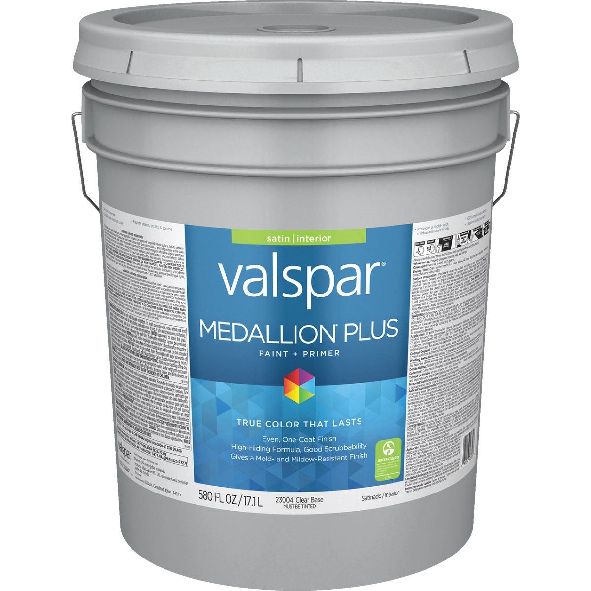 Valspar Medallion Plus Premium Paint & Primer Interior Satin Paint, Clear Base, 5 Gal.