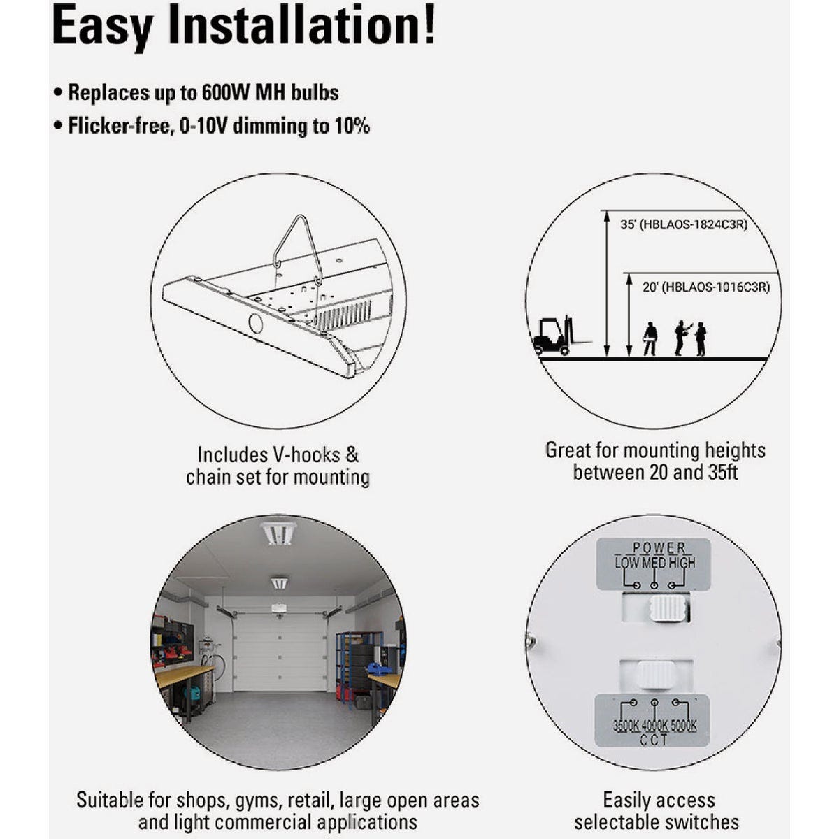 Halo 2 Ft. Selectable LED Highbay Light Fixture with Adjustable Optics - photo 5