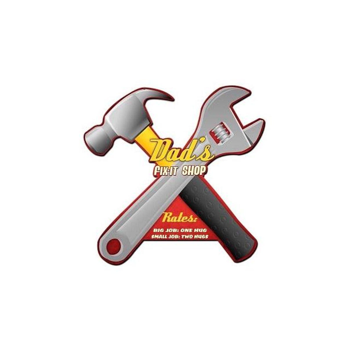 Headwind Indoor/Outdoor 3D Embossed Metal Dad's Fix-It Shop Sign Headwind Indoor/Outdoor 3D Embossed Metal Dad's Fix-It Shop Sign