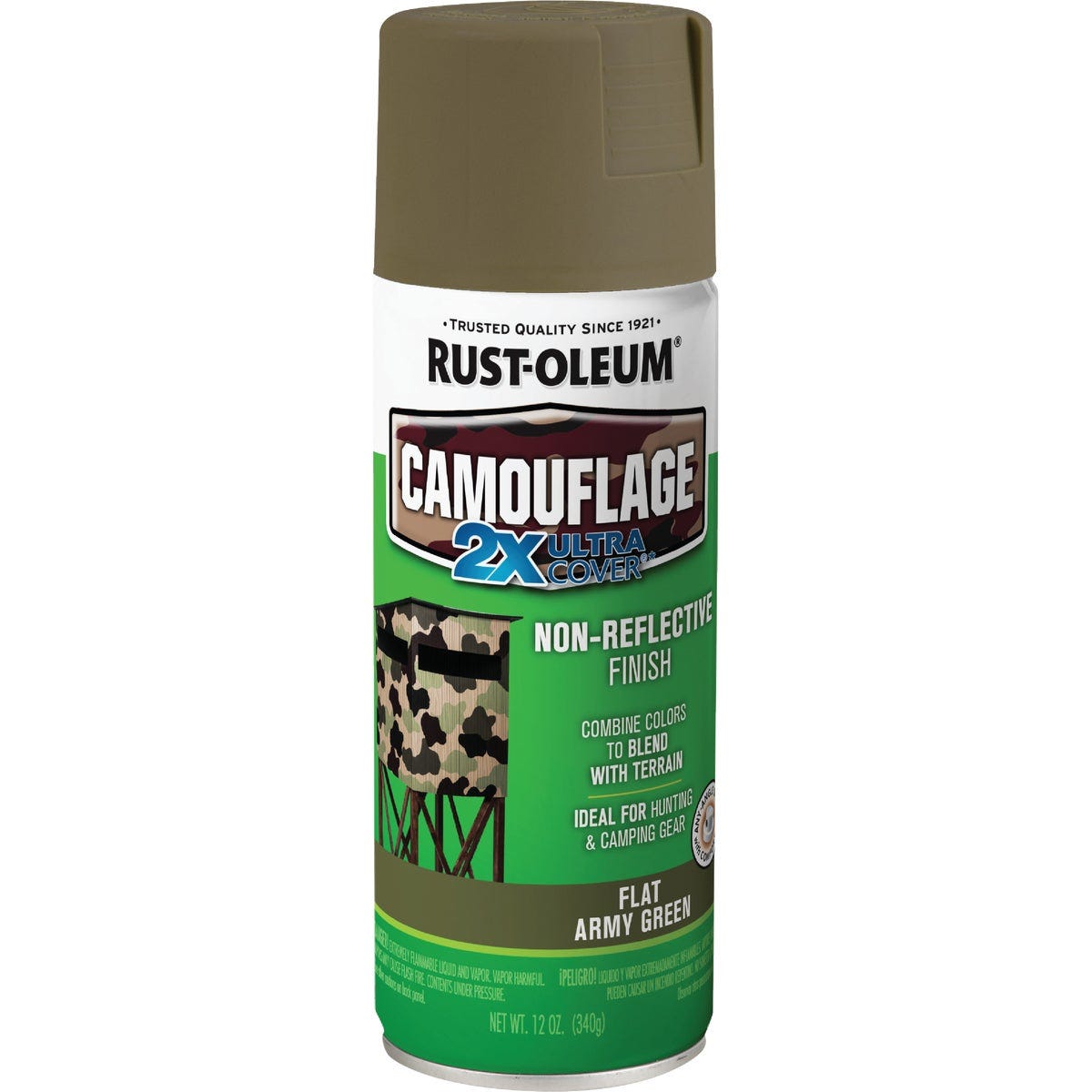 Rust-Oleum Camouflage 2X Ultra Cover 12 Oz. Flat Spray Paint, Army Green - photo 2