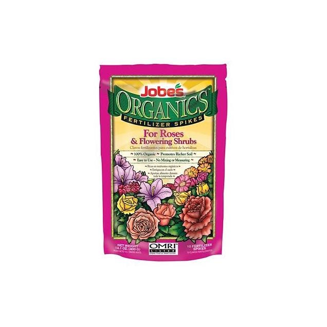 Jobe's 3-5-3 Organic Rose and Flowering Shrub Fertilizer Spikes, 10-Pack Jobe's 3-5-3 Organic Rose and Flowering Shrub Fertilizer Spikes, 10-Pack