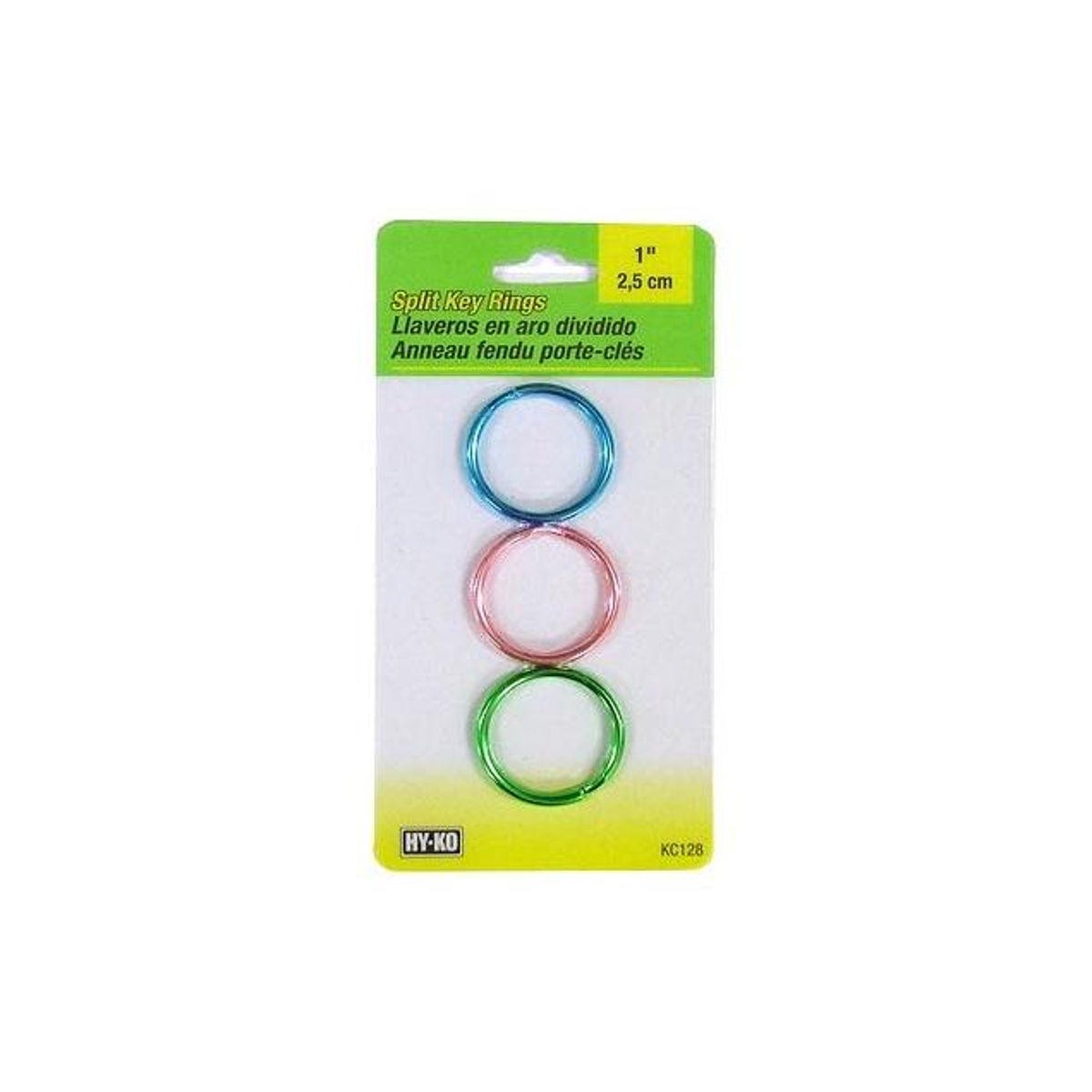 Hy-Ko Assorted Pastel Colors Split Key Rings (3-Pack)