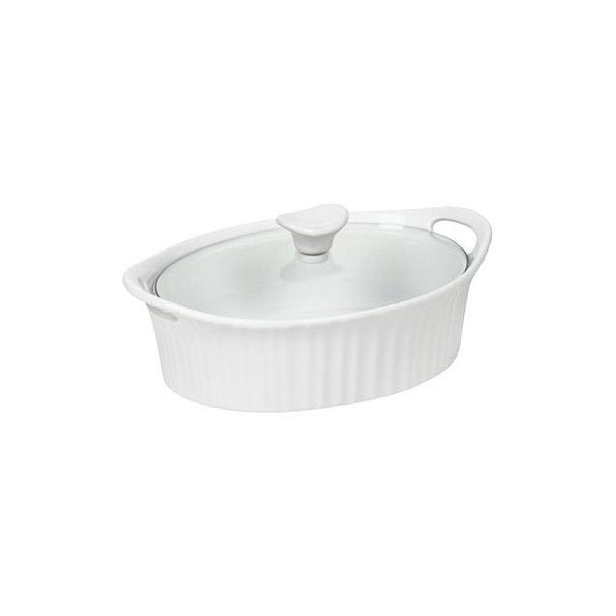 Corningware 1.5 Qt. French White III Oval Casserole Dish with Glass Cover Corningware 1.5 Qt. French White III Oval Casserole Dish with Glass Cover