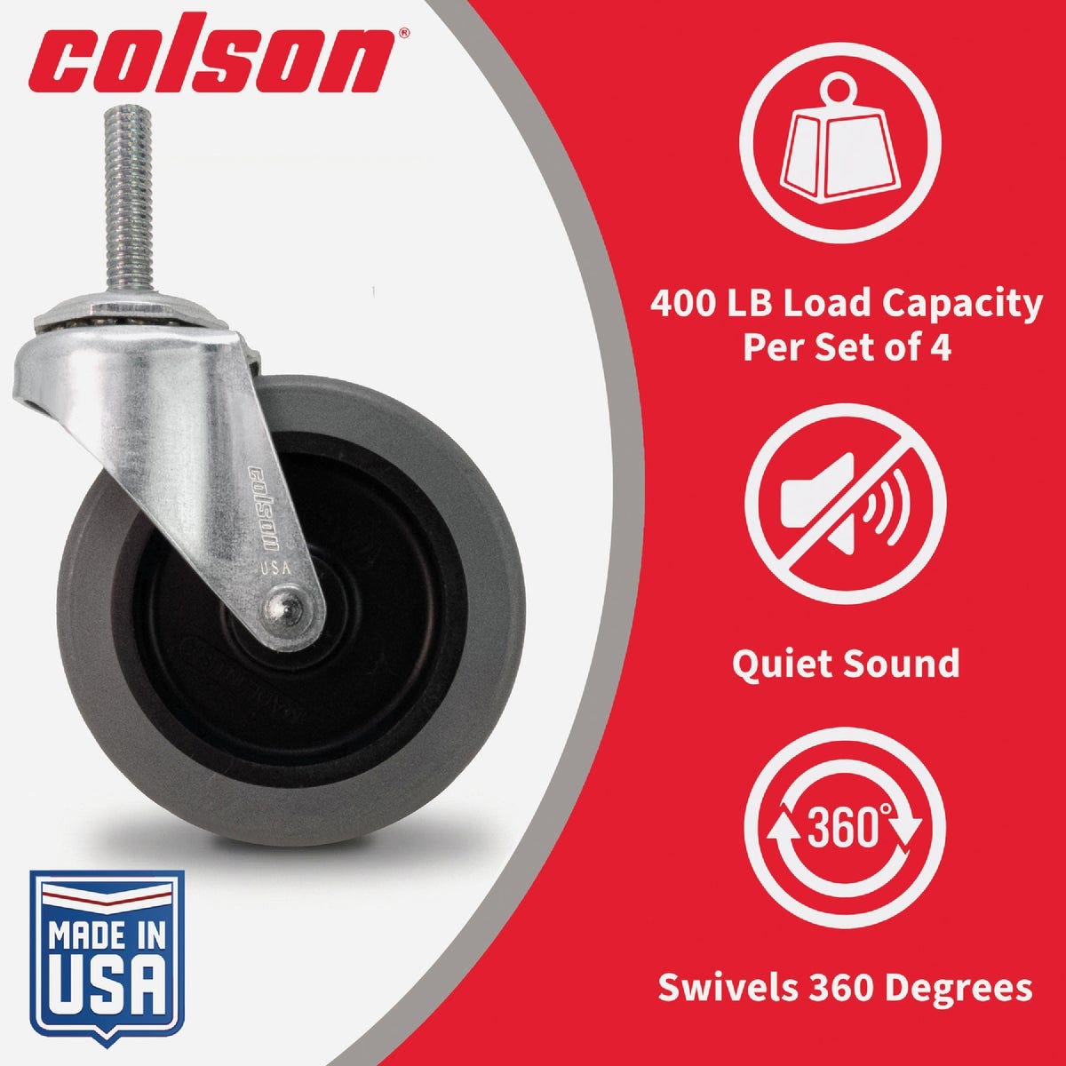 Colson 3 In. Gray TPR Swivel Threaded Stem Caster - photo 3 Colson 3 In. Gray TPR Swivel Threaded Stem Caster - photo 3