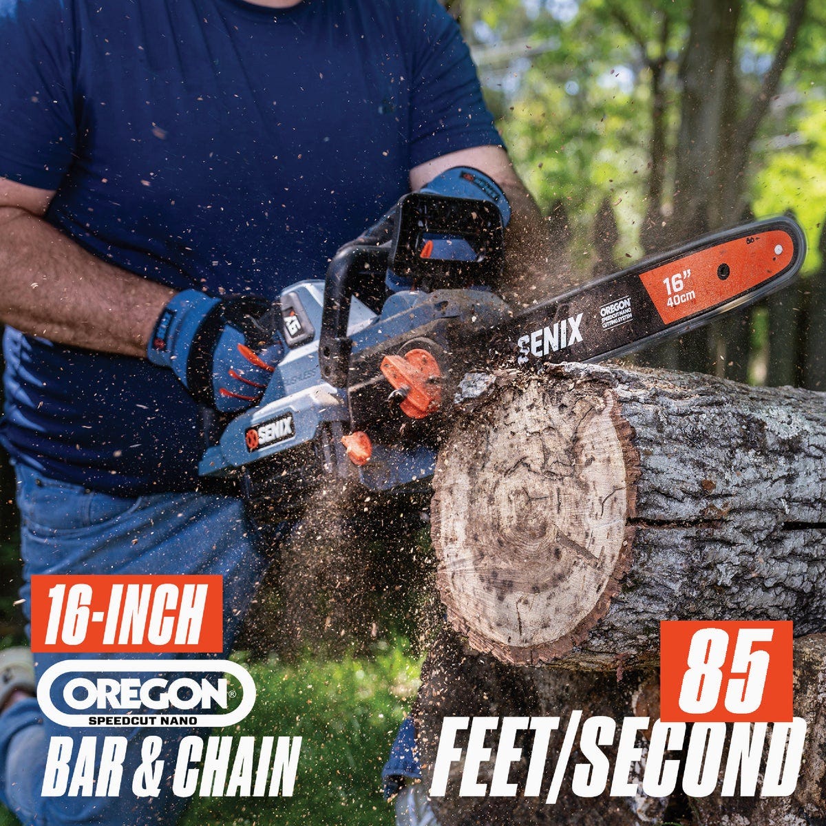 Senix X6 60V Max 16 In. Brushless Cordless Chainsaw Kit with 4.0 Ah Battery & Charger - photo 5