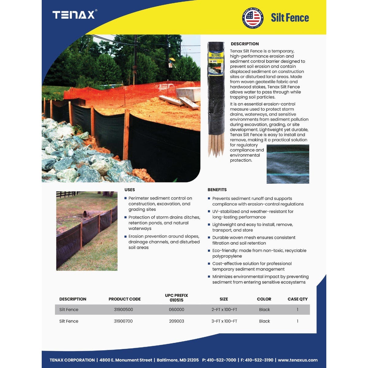 Tenax 2 Ft. H. x 100 Ft. L. Preassembled Black Woven Geotextile Silt Fence - photo 4