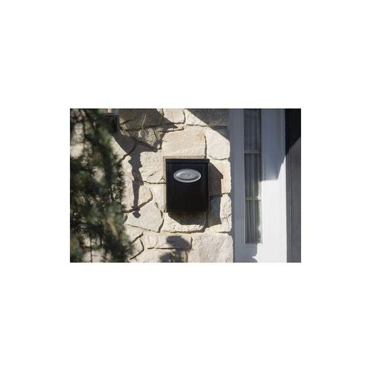 Gibraltar Mailboxes Black Steel Satin Nickel Designer Vertical Wall ...