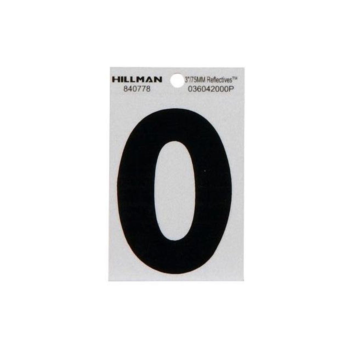 Hillman 3 In. Vinyl Black & Silver Adhesive Number, 0 Hillman 3 In. Vinyl Black & Silver Adhesive Number, 0
