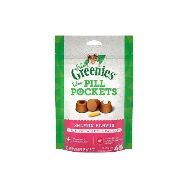 Greenies 1.6 Oz. Salmon Pill Pocket Cat Treats Greenies 1.6 Oz. Salmon Pill Pocket Cat Treats