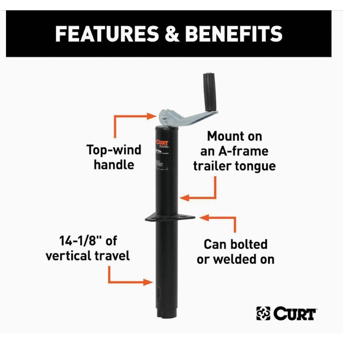 Curt 5000 Lb. A-Frame Jack With Top Handle, 14 In. Travel - photo 3