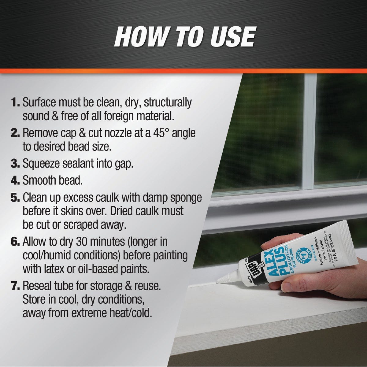 DAP Alex Plus 2.8 Oz. All-Purpose White Siliconized Acrylic Latex Caulk - photo 7 DAP Alex Plus 2.8 Oz. All-Purpose White Siliconized Acrylic Latex Caulk - photo 7