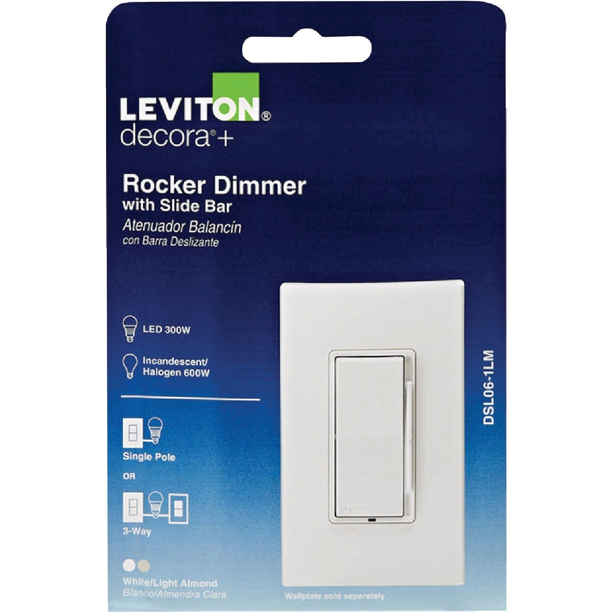 Leviton Decora Incandescent/LED/CFL White/Light Almond Color Change Kit Slide Dimmer Switch - photo 2