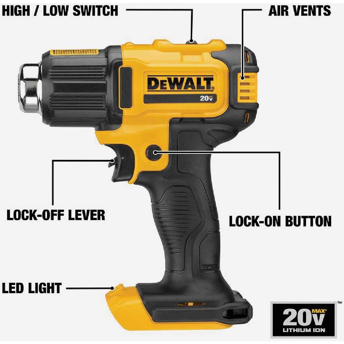 DEWALT 20V MAX Lithium-Ion Cordless Heat Gun (Tool Only) - photo 3