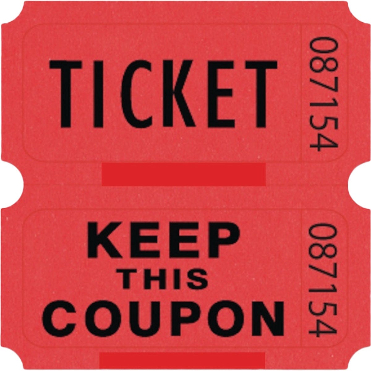 Centurion 2 In. x 2 In. Numbered Red Raffle Ticket, Double Roll | True ...