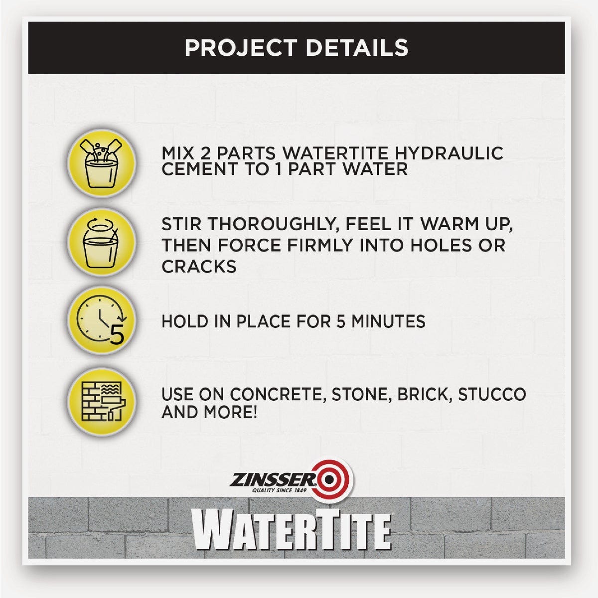 Zinsser WaterTite 2.5 Lb. Box Hydraulic Cement - photo 4 Zinsser WaterTite 2.5 Lb. Box Hydraulic Cement - photo 4