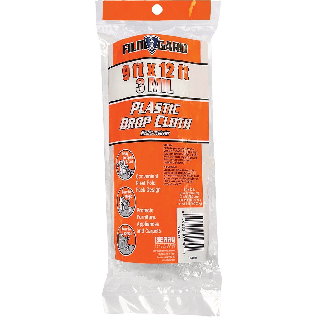 Film-Gard 9 In. x 12 Ft. Extra Heavy-Duty Plastic Drop Cloth - photo 2