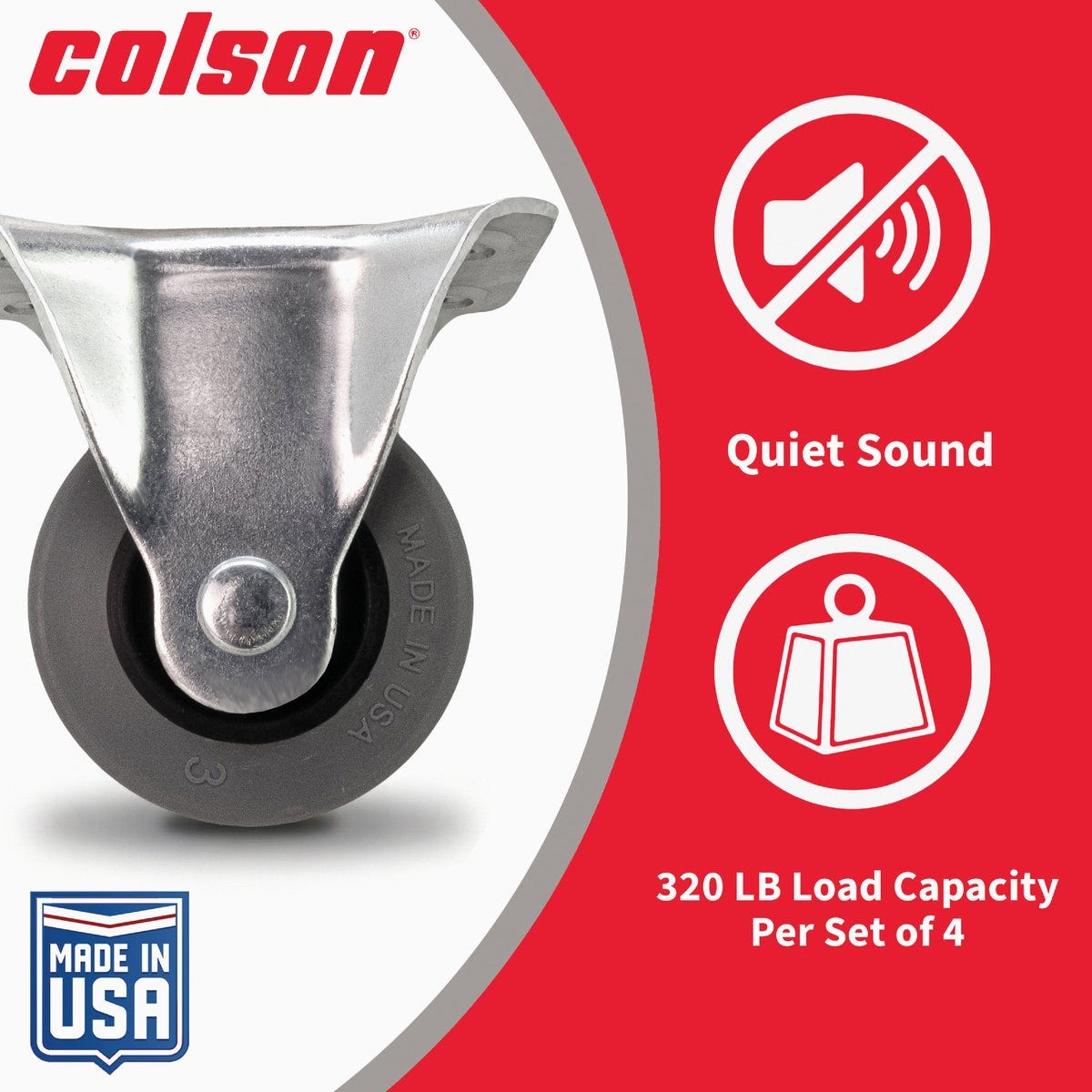 Colson 2 In. Gray TPR Rigid Plate Caster - photo 7