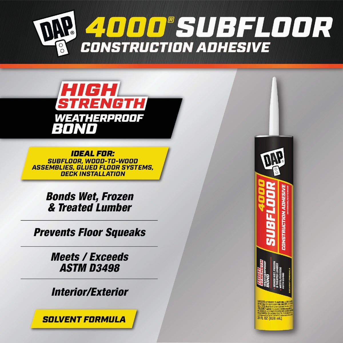 DAP 4000 28 Oz. Subfloor Construction Adhesive - photo 2 DAP 4000 28 Oz. Subfloor Construction Adhesive - photo 2