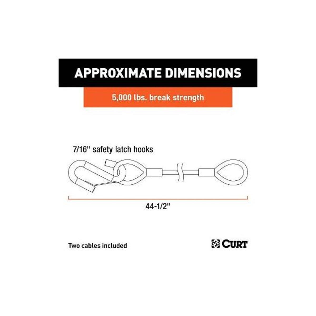 CURT 2-Pack 44-1/2 In. Vinyl-Coated Safety Cables, 5000 Lb. Strength - photo 3 CURT 2-Pack 44-1/2 In. Vinyl-Coated Safety Cables, 5000 Lb. Strength - photo 3